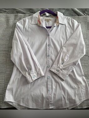 Women’s Burberry Brit Nova Check Collar Button Down Shirt Top Sz L
